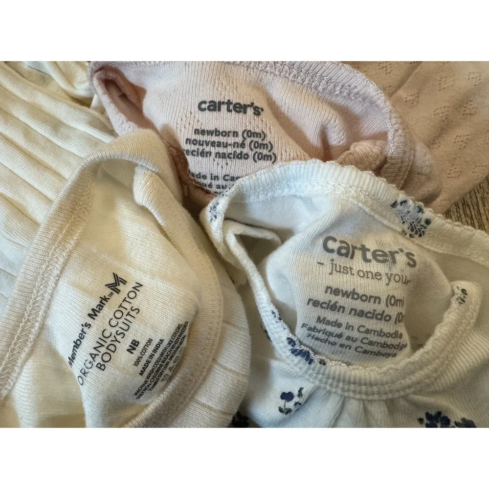 Carters Baby Girl Newborn Tee Shirts Long Sleeve Bodysuits Clothes Lot Heart Bow